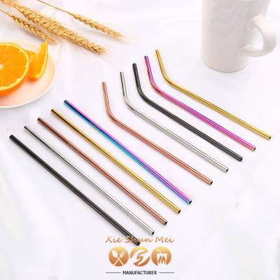 Silicone Tip Rose Gold Colored Dent Straight 18 8 Stainless Steel 304 Metal Inox Ss Reusable Straw With Customized Custom Logo